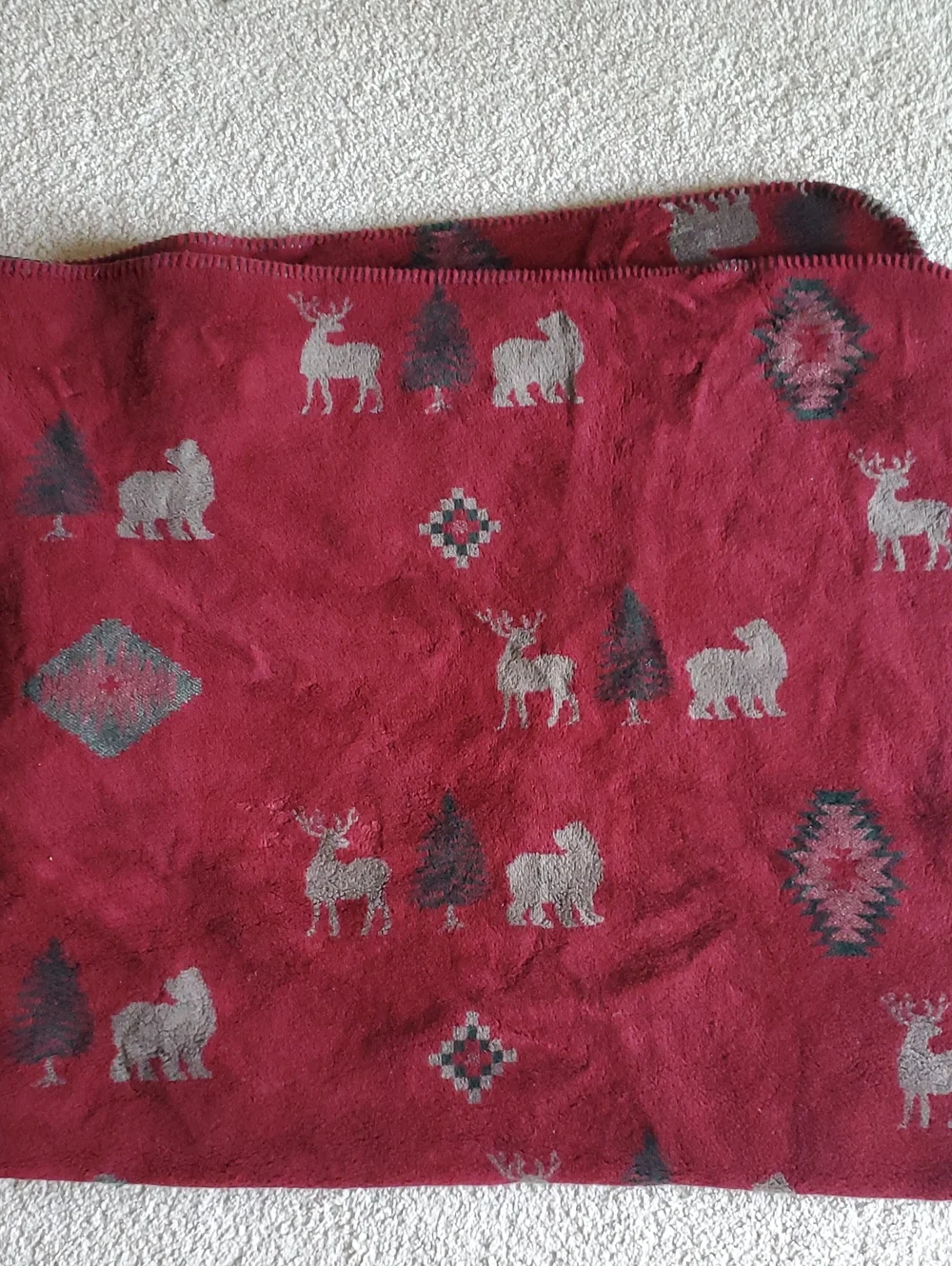Cozy Thick Double Side Red Woodland Throw Blanket 48x60 Pillow 16